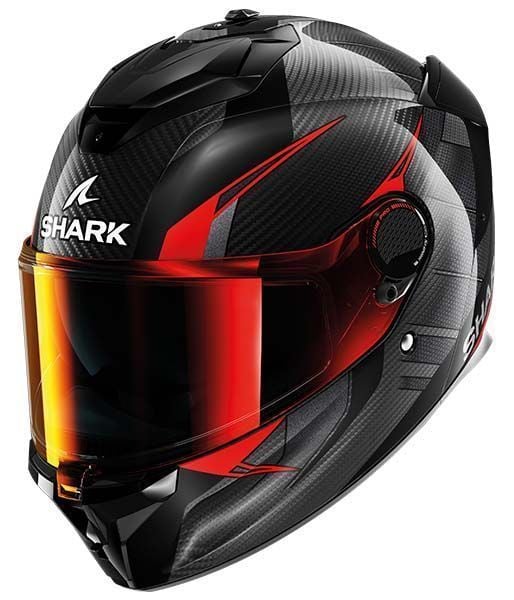 SHARK SPARTAN GT PRO BLANK CARBON BLACK RED KASK
